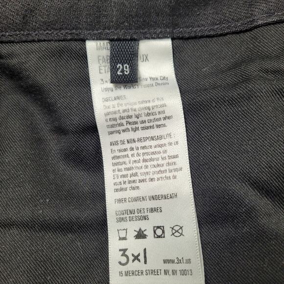 3x1 NYC M5 Button Fly Black Straight Leg Jeans size 29 - Picture 12 of 16